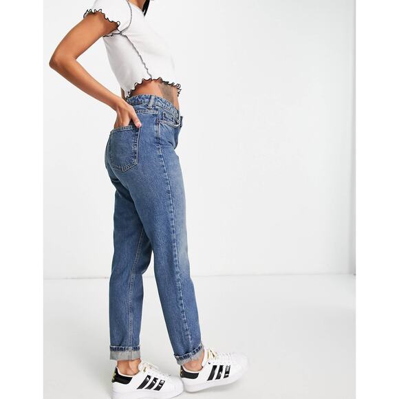 Topshop Original High Waisted Mom Jean Mid Blue Size 34 x 30 100% Cotton $74 - Picture 3 of 12